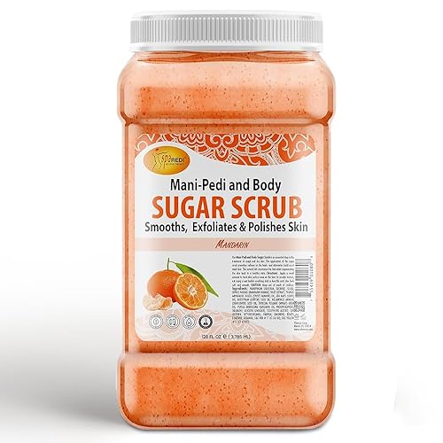 SPA REDI - Sugar Body Scrub, Mandarin, 128 Oz, Exfoliating, Moisturizing, Hydrating and Nourishing, Glow, Polish, Smooth and Fresh Skin - Body Exfoliator - 128 Ounce (Pack of 1)