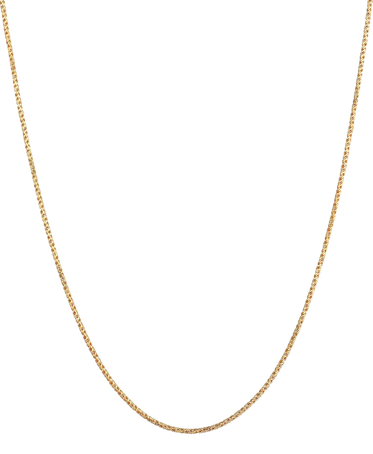 Kuzzoi Collana da uomo in argento 925, cordoncino rotondo, argento placcato oro (2 mm), collana dorata senza ciondolo, effetto ritorto