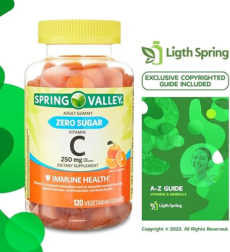 Miniatura 4 de Spring Valley - Suplemento dietético de gomitas de vitamina C sin azúcar, 250 mg, paquete de 120 unidades con vitaminas y minerales exclusivos, de