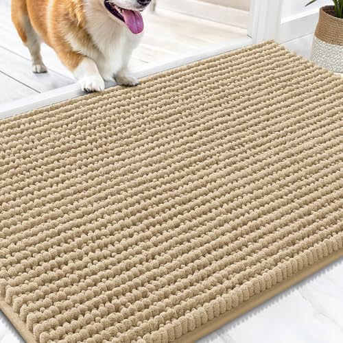 Image of OLANLY Dog Door Mat for Muddy Paws 30x20, Extra Absorbent Chenille Mud Mat