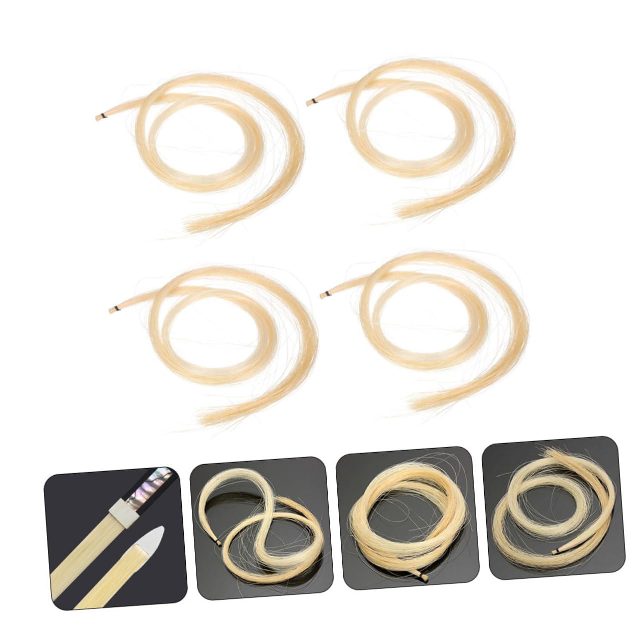 VICASKY 12piezas Pelo De Para De Violín Accesorios Prácticos Para Reparación De Instrumentos Cabello Natural Para Violines Color Khaki