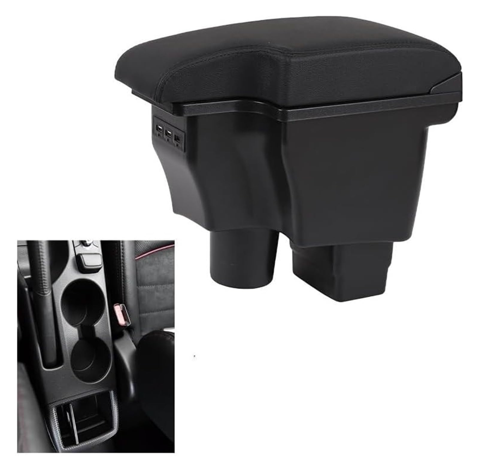 Podłokietniki samochodowe do Mazda CX-3 do Mazda 2 podłokietnik, Retrofit, zawartość, chowane, ładowanie, akcesoria samochodowe, podłokietniki konsoli środkowej (czarna czarna linia)