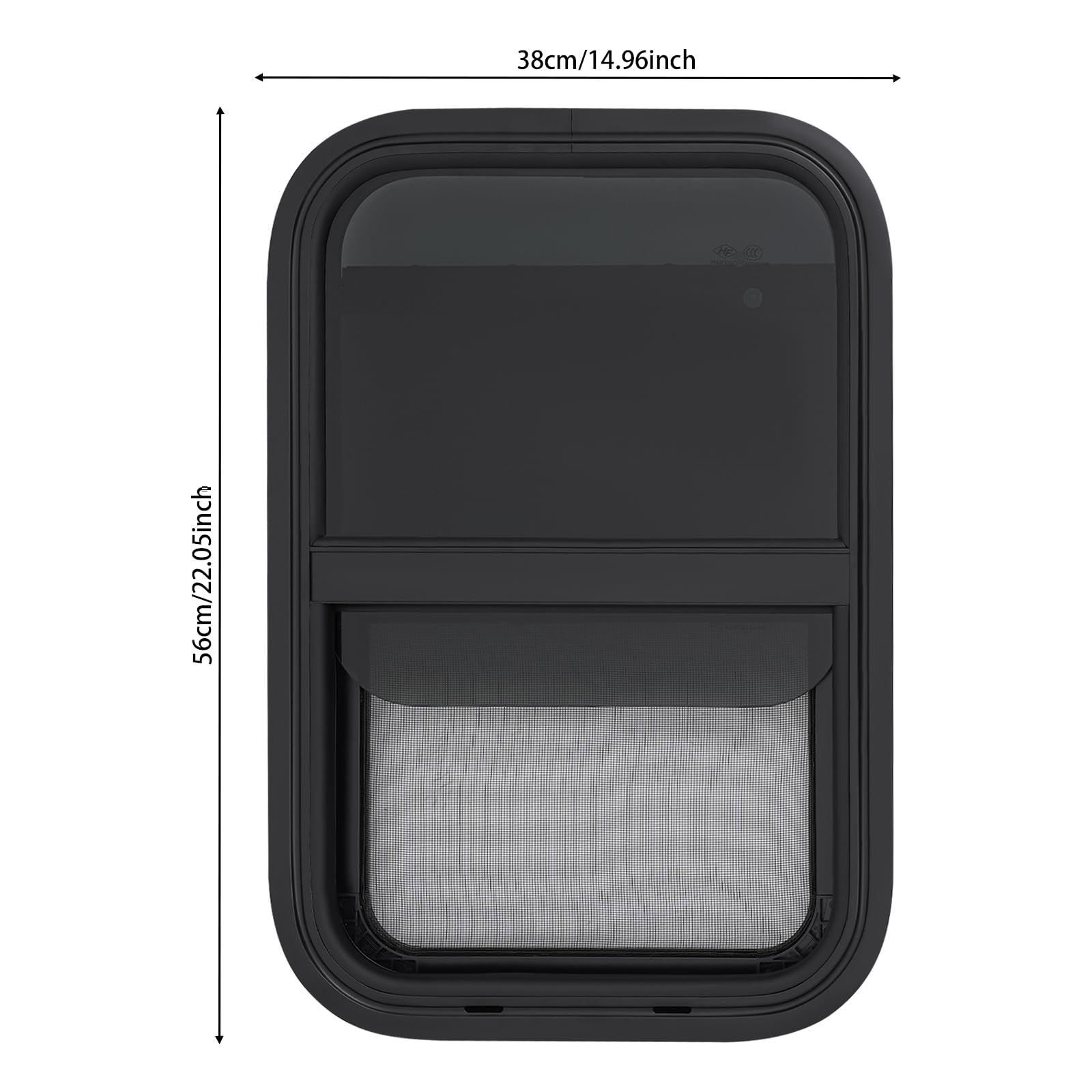 Finestra a ghiera colorata per camper 380 x 560 mm, per roulotte, finestre laterali verticali, in vetro temperato, finestra di ventilazione per camper e camper