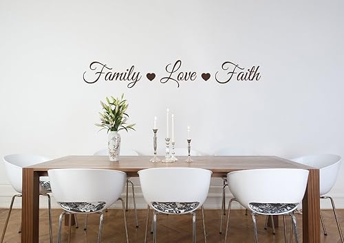 Miniatura 6 de Vinilo adhesivo para pared, diseño de familia con cita de amor y fe, con palabras extraíbles, decoración del hogar, negro, 21.7in x 3.1in