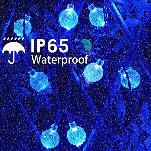 Blue 2-Pack 100 Led 64Ft Crystal Globe Solar Christmas Lights, Outdoor Waterproof Solar String Lights With 8 Lighting Modes, Solar Outdoor Decorations For Tree Garden Patio Party Wedding Christmas #TOP3