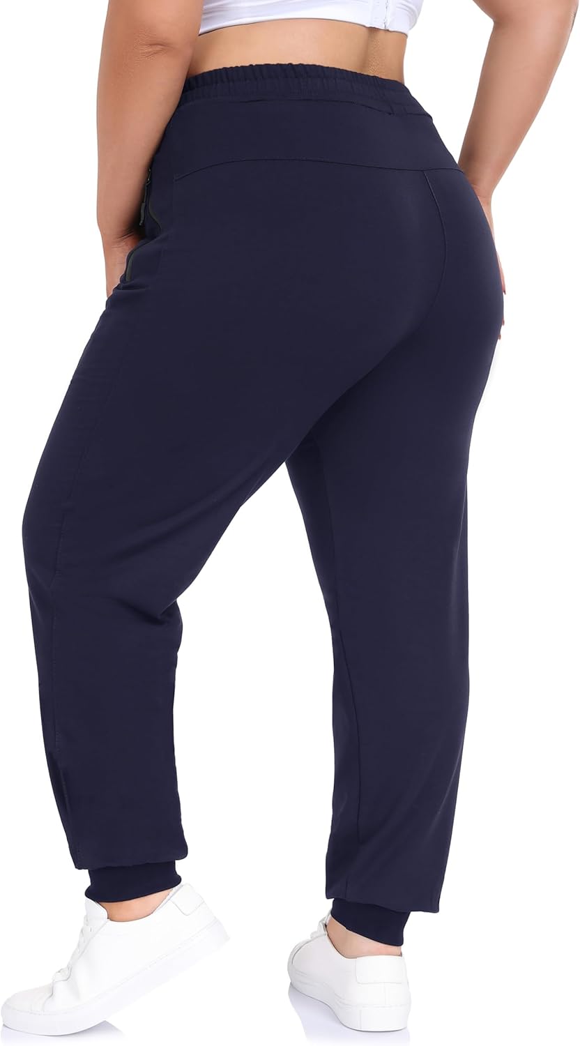 ZERDOCEAN Women's Plus Size Active Sweatpants Tapered Workout Caual Lounge Pants Joggers Pants Zippered Pockets - Image 3