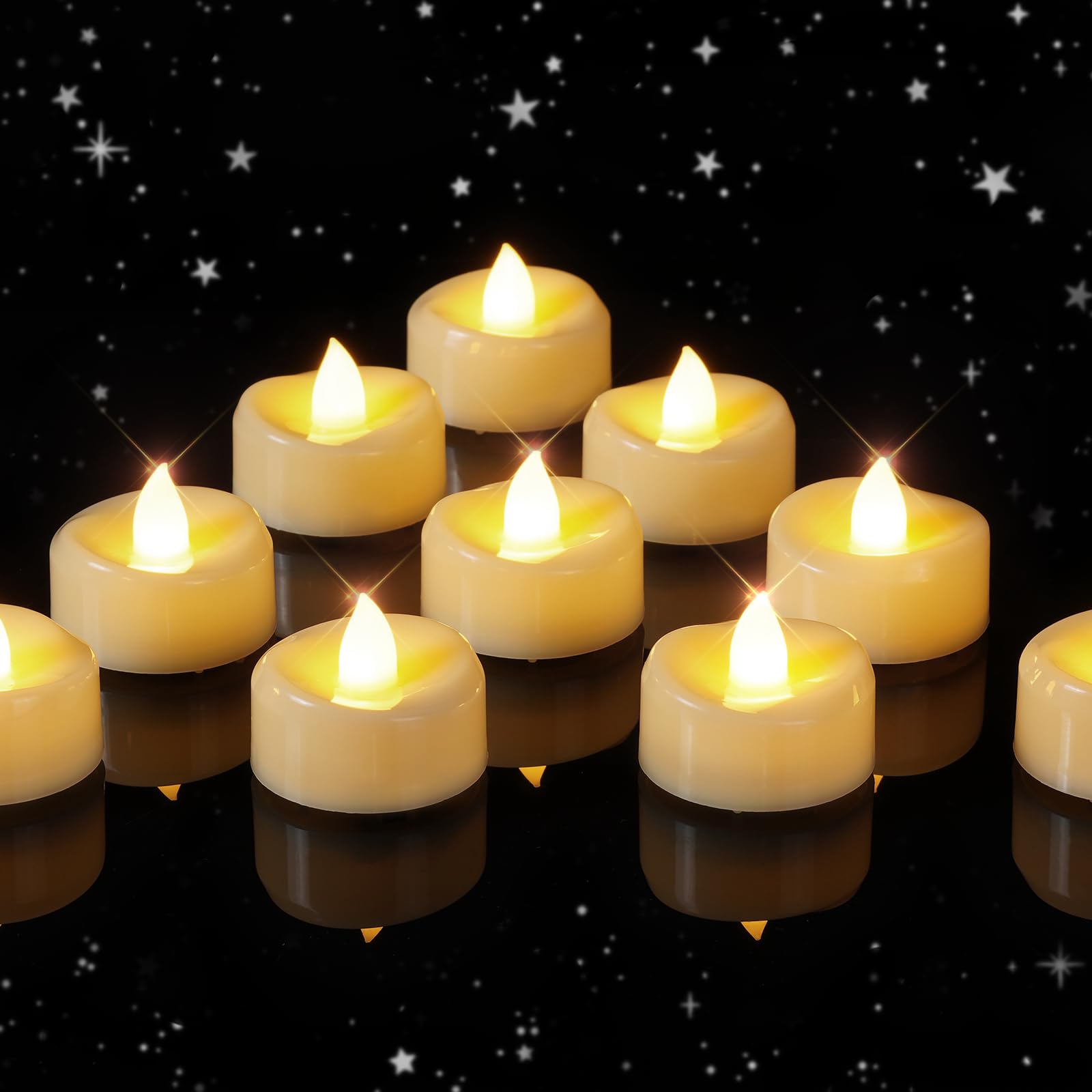 AMAGIC Flameless Candles Battery Tealights Led Electric Candle Fake, Realistic Flicker for Home Decor, Halloween, Christmas, Holiday Party, Romatic Nights, 12pack