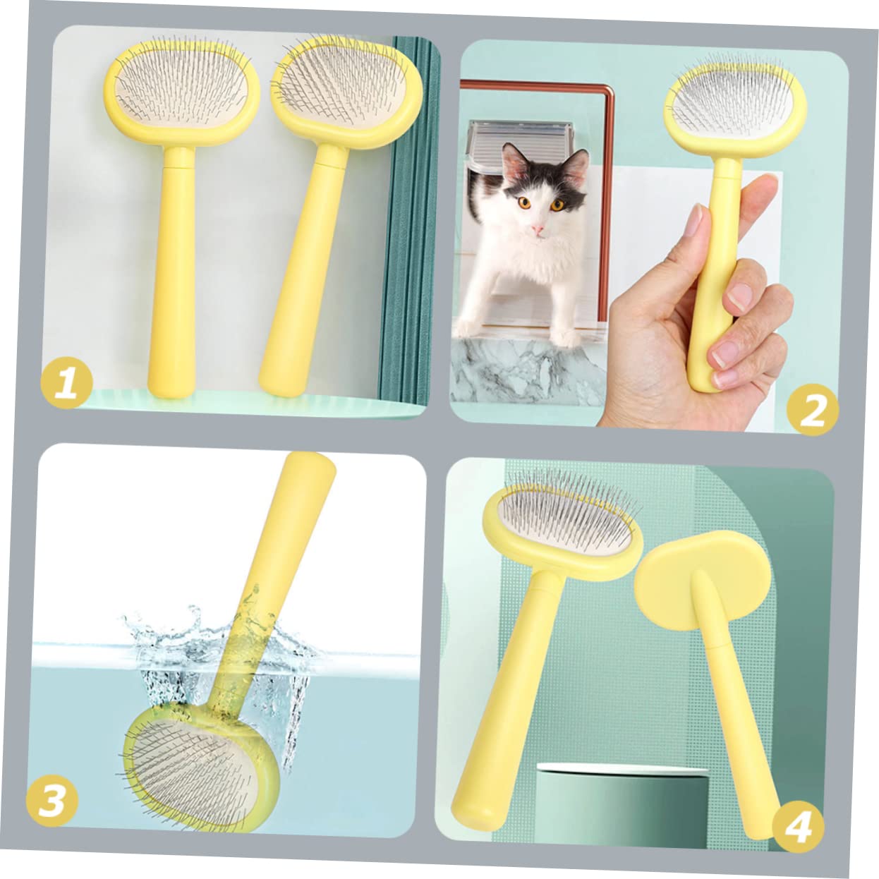 Parliky Pet Cleaning Comb Long-handled Cat Comb Cat Grooming Brush Slicker Brush for Grip Hair Removal