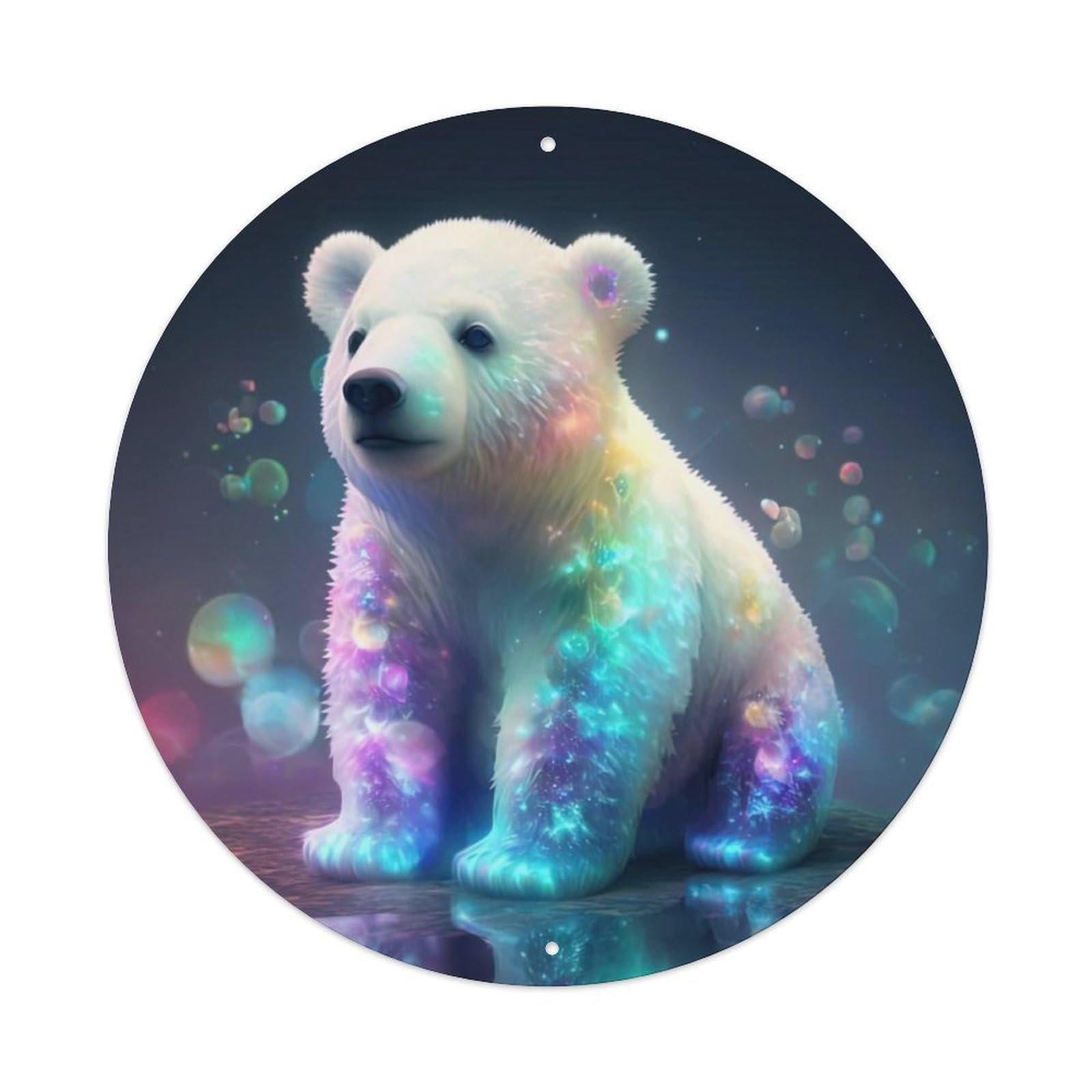 Colorful Polar Bear Animal Artwork Vintage Metal Tin Sign Plaque Wall Decor for Cafe, Club Bar, Office, Garden Metal Poster 8x8Inch