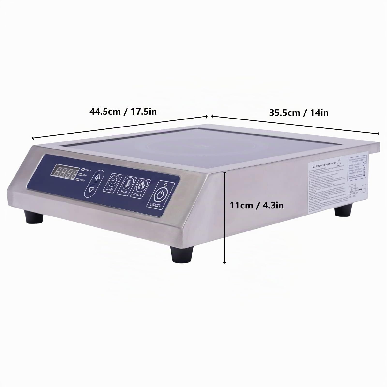 Induktionskochfeld Gewerblich 3500W - 11 Leistungsstufen, LED-Anzeige, automatische Topferkennung, Professionelles Edelstahl-Kochfeld mit Kupferspule & 75kg Tragkraft für Gastronomie/Hotels/Haushalt