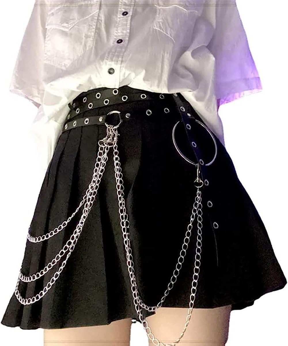Women's Punk Rocker Black Leather Body Chain Belt with Metal Chains Tassel Adjustable Waist Buckles Gothic Garter Harness - Image 9