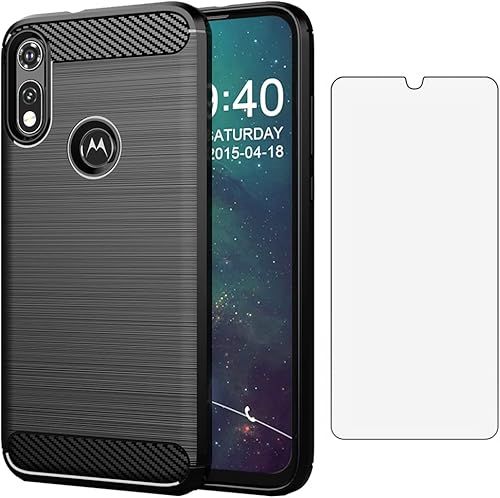 Asuwish Funda compatible con Moto E 2020 Motorola E7 y protector de pantalla de vidrio templado, accesorios de celda, fundas de silicona para MotoE