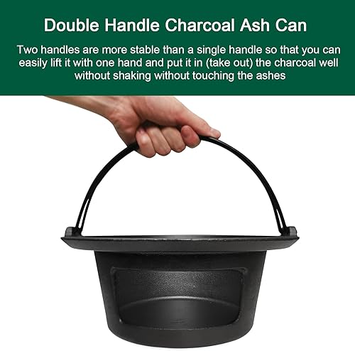 Miniatura 3 de Cesto de ceniza de hierro fundido con asa, cesta de ceniza de carbón de leña grande, accesorios imprescindibles para cenizas Kamado, se adapta a