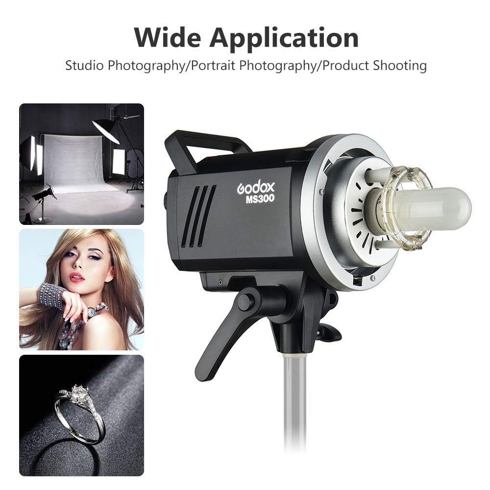 Godox MS300 Compact 300Ws LED Video Light, 5600K 2.4G Wireless X System, 0,1-1,3s Recyclingzeit, mit Bowens Mount 150W Einstelllampe für Studiofotografie, Porträt,Stilllebenfotografie