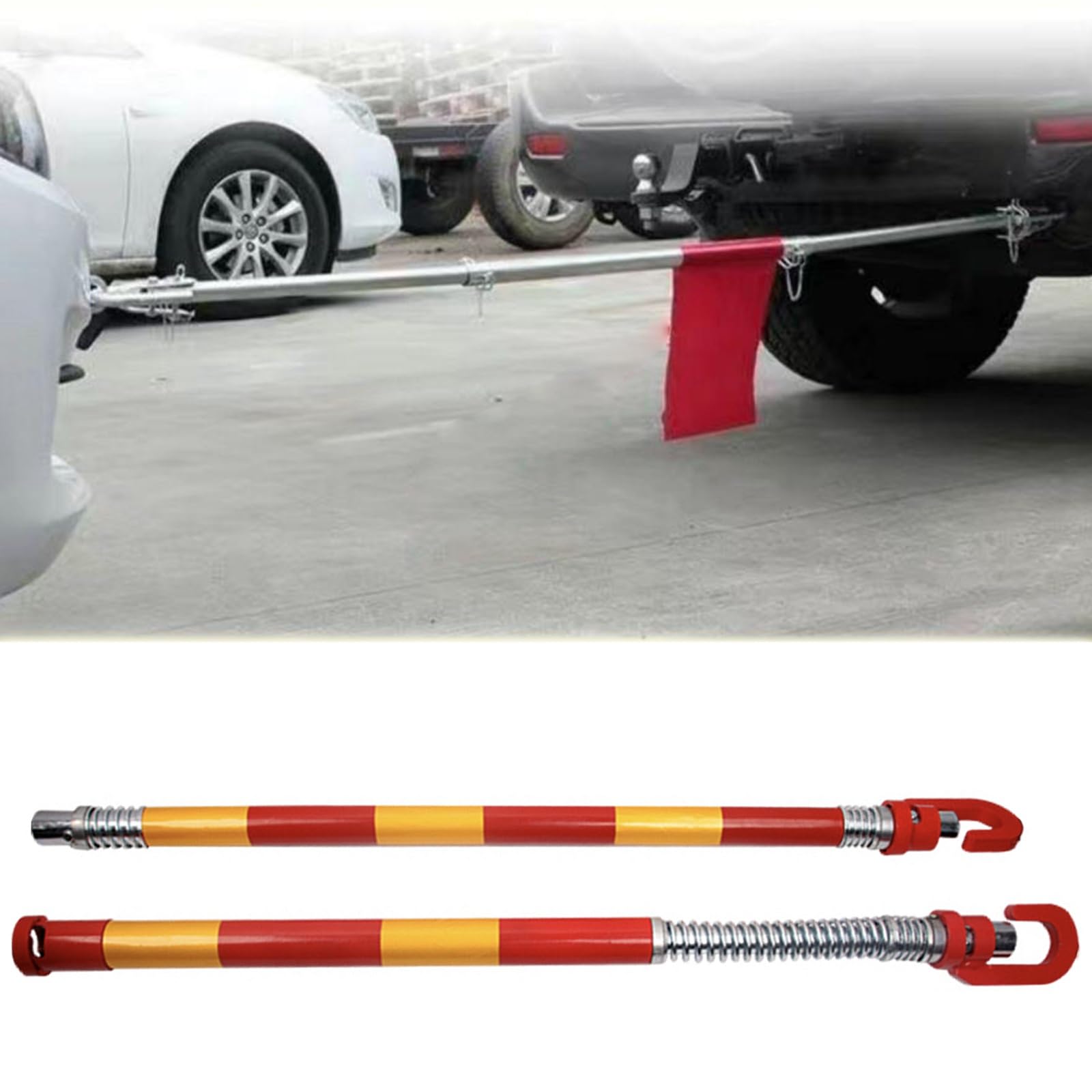 AMUFJJ abschleppstange Leichte Abschleppstange, Kommerzielle Abschleppstangen Mit Verdicktem Karabiner Für Autos/LKW, Anti-Sway-Design Für Reibungsloses Abschleppen(8 t)