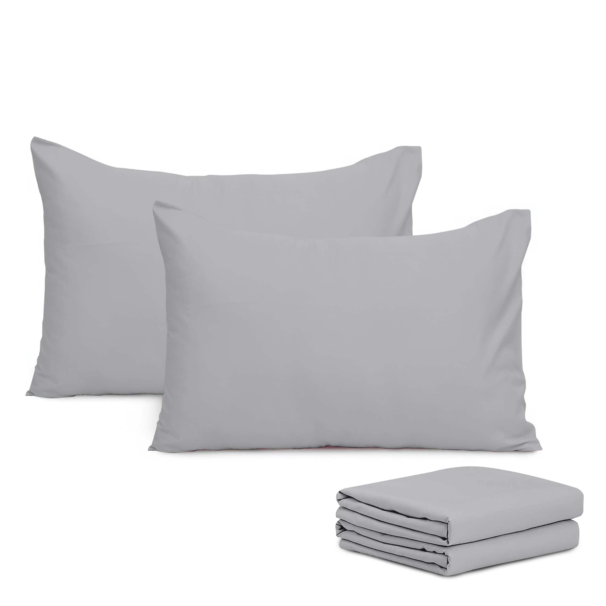 Imperial Rooms Pillow Cases 4 Pack Super Soft Easy Care Fade Resistant Hypoallergenic Brushed Microfibre Pillow Covers (Grey, Pillowcases 4 Pcs)