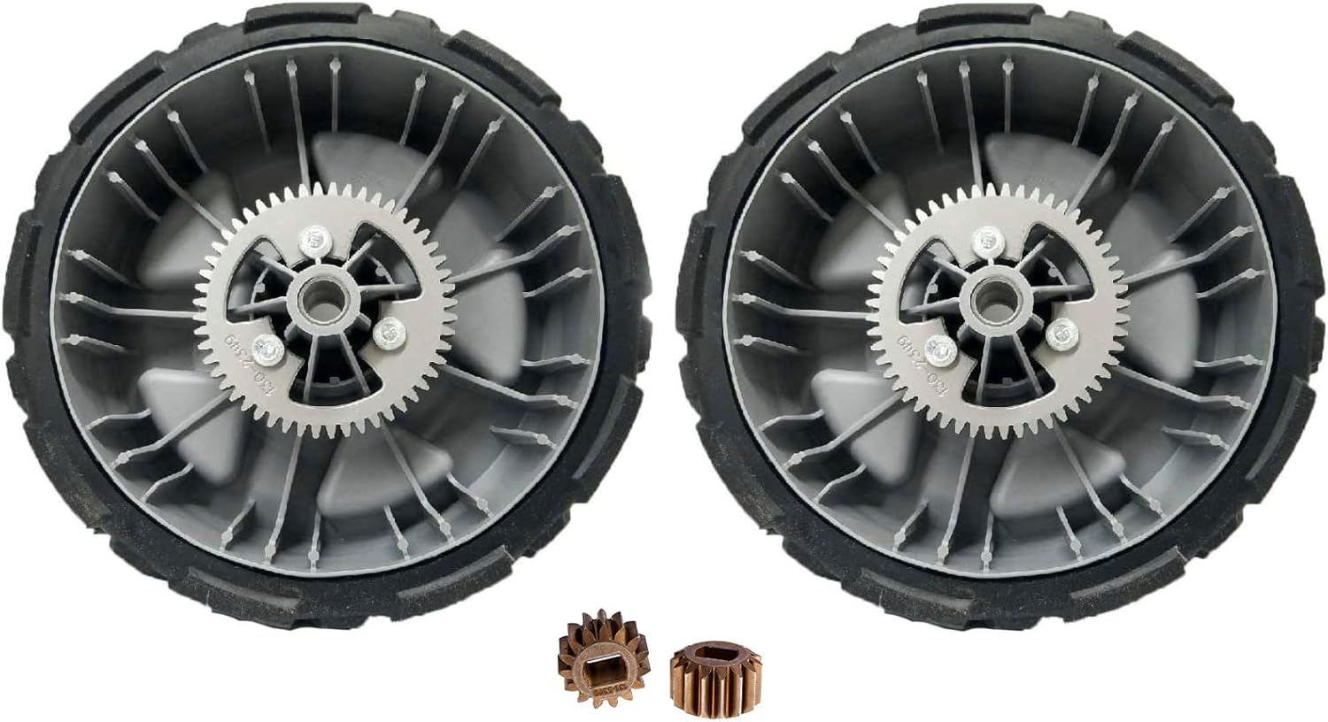 Toro Genuine OEM Wheel Kit 2-130-6714 Drive Wheels & 2-131-5399 Pinions 22in Recycler Lawn Mowers 20353 20355 20357 20960 20964 20965 21766 21767 21768 (Also Fits Hayter CODE345A CODE346A, Black Gray