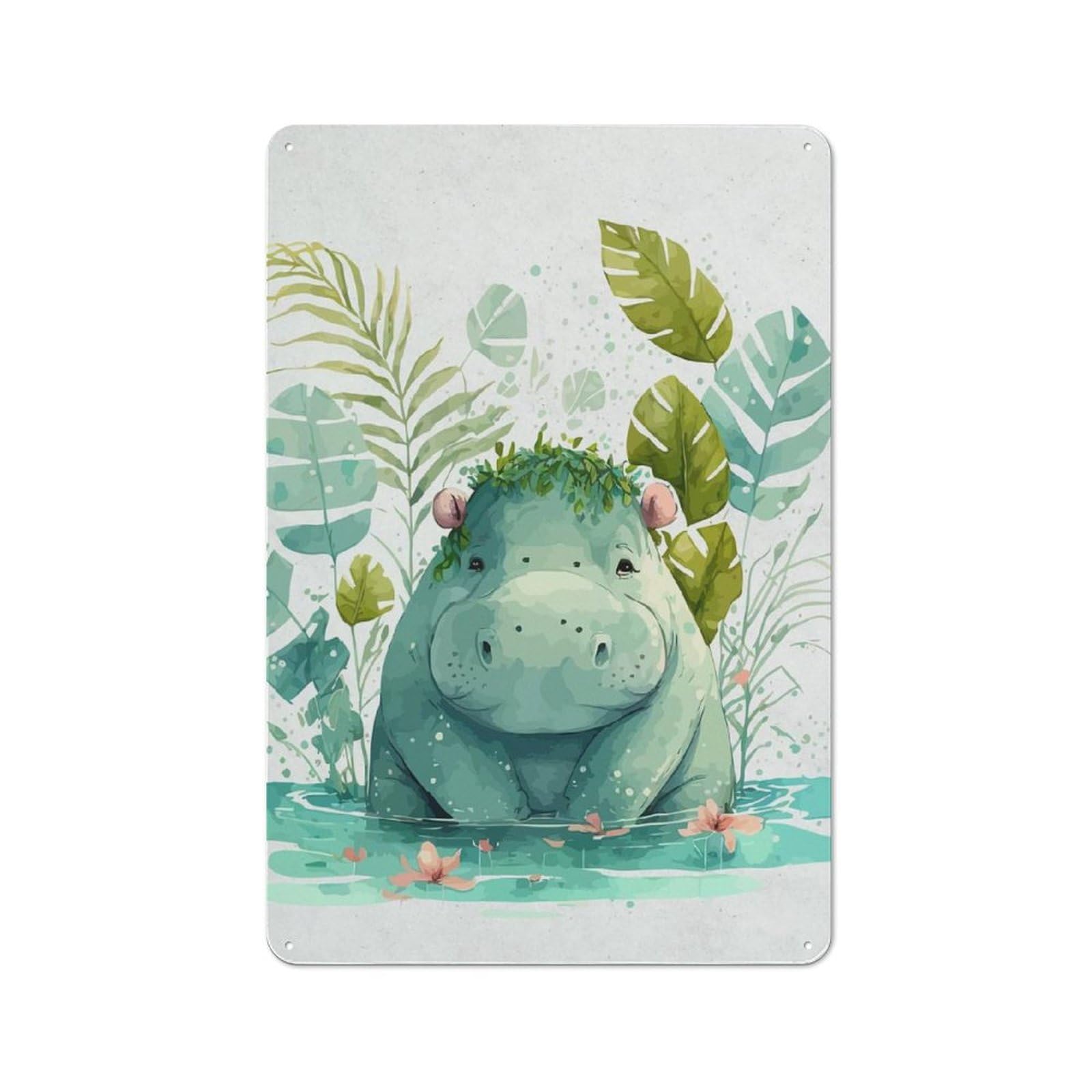 Metal Wall Sign 30x20cm Featuring Watercolor Animals for Workshop Wall, for Room Styling Across Workshops And Hobby Rooms