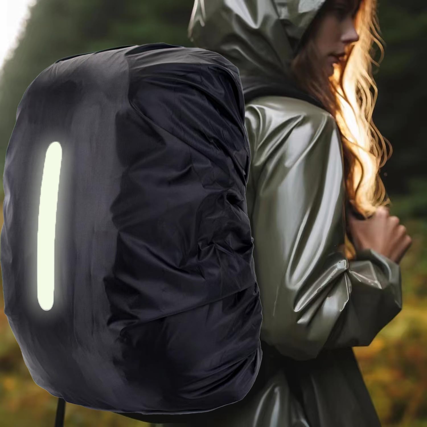 Rwekdza 4 custodie impermeabili per zaini, per esterni, campeggio, escursioni, con strisce riflettenti (M 30L-45L)