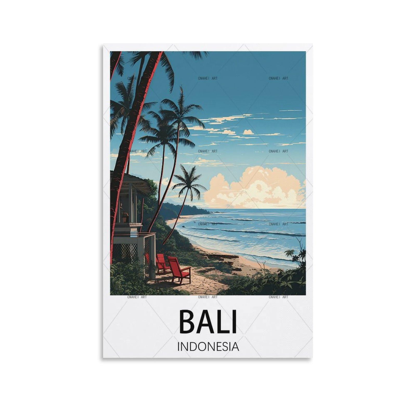 GuYaNa Bali Indonesia Vintage Travel Posters Landscape 08x12inch(20x30cm) Canvas Wall Art Print Painting for Wall Decor Living Room Bedroom
