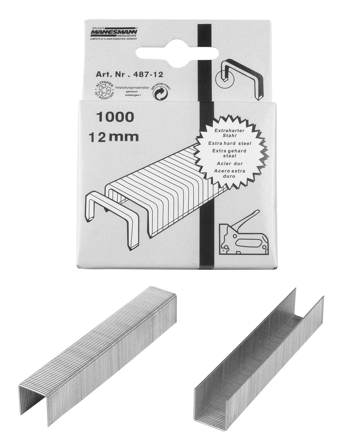 (6) Grapas 12 mm, de acero extremadamente duro, 1000 pzas.