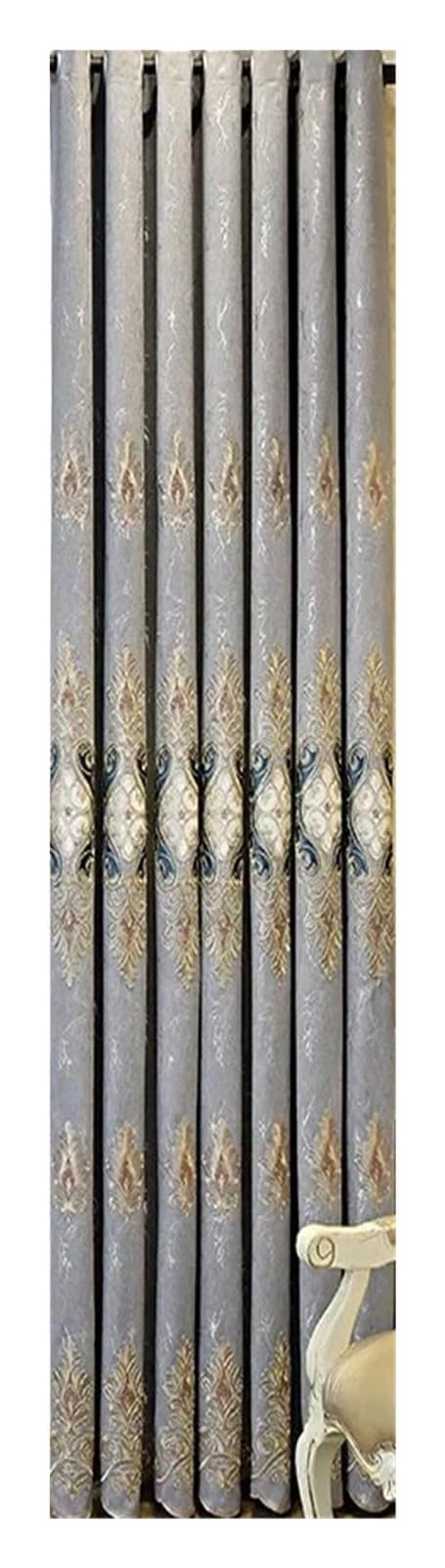 DHYUACN Living Room Curtains Embroidered Curtains for Living Room Bedroom Balcony Floor Court Thickened Blackout(Color 4,Pull,W200cm)