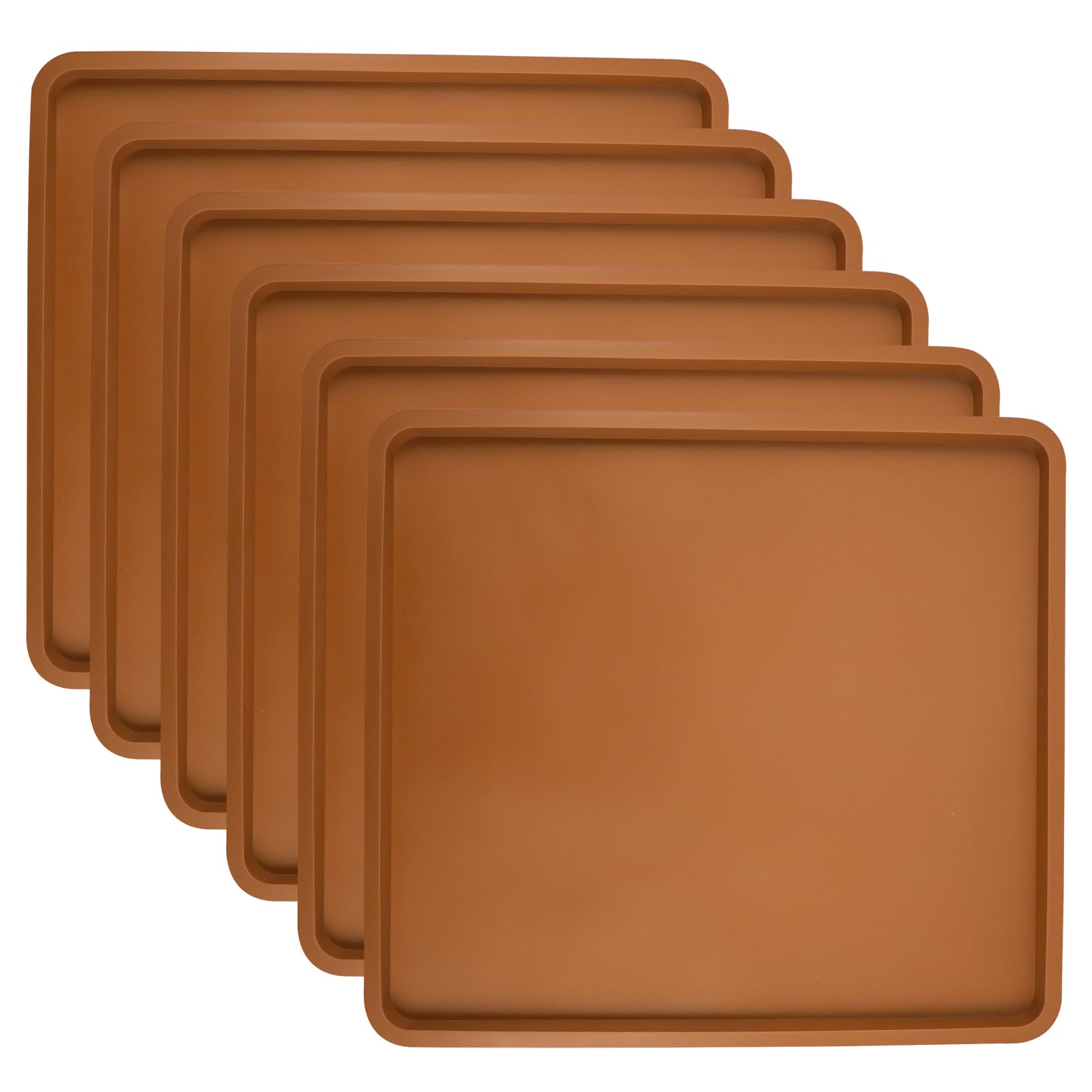 Paquete de 6 bandejas deshidratadoras de silicona con borde para bandejas de 14 x 14 pulgadas, hojas secas de silicona antiadheren
