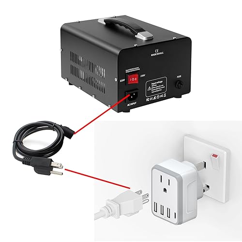 Miniatura 6 de Estados Unidos a Reino Unido tipo G adaptador de enchufe,VTUS-3000 transformador convertidor de voltaje,