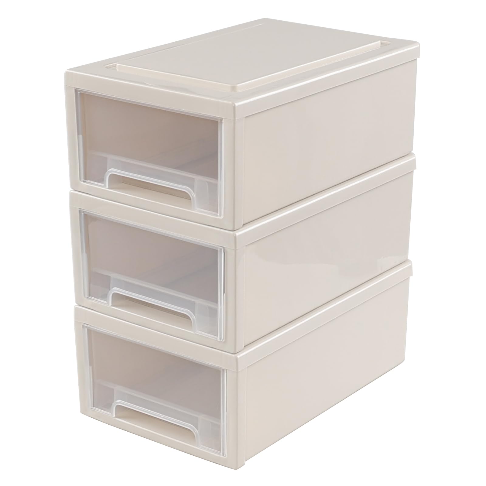 Stapelbare Schubladeneinheit aus Kunststoff, 6,8 l, 3 Packungen, Beige