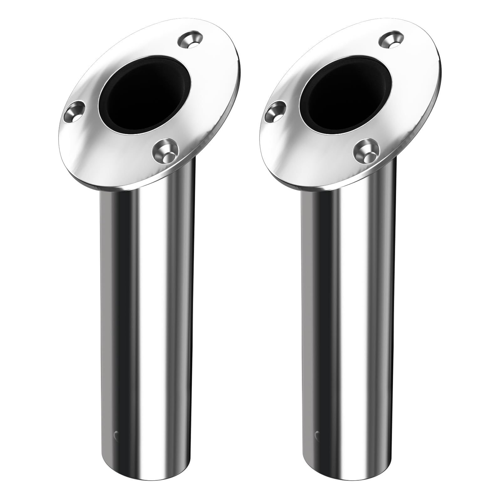Angelrutenhalter 2er-Pack, 316 Edelstahl 15°/30°/90° Rutenhalter für Angelboote, bündige Montage mit Verschlusskappe, schwere Ausführung