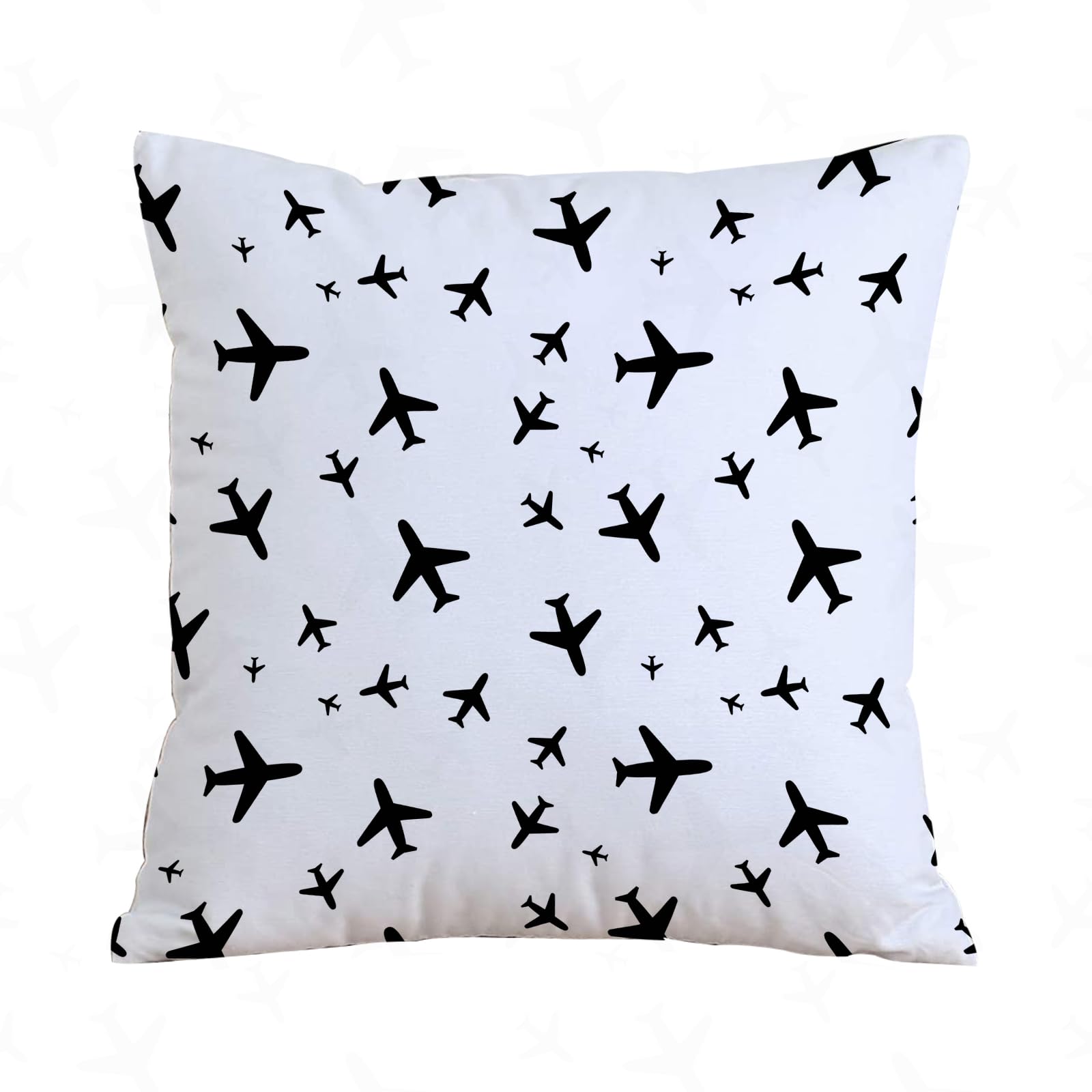 ERRTU Throw Pillow Case Pillowcase Square Printed Cushion Cover for Living Room Sofa Couch Bed Car,Airplane pattern. Plane seamless texture. Planes in the sky.,16x16 in