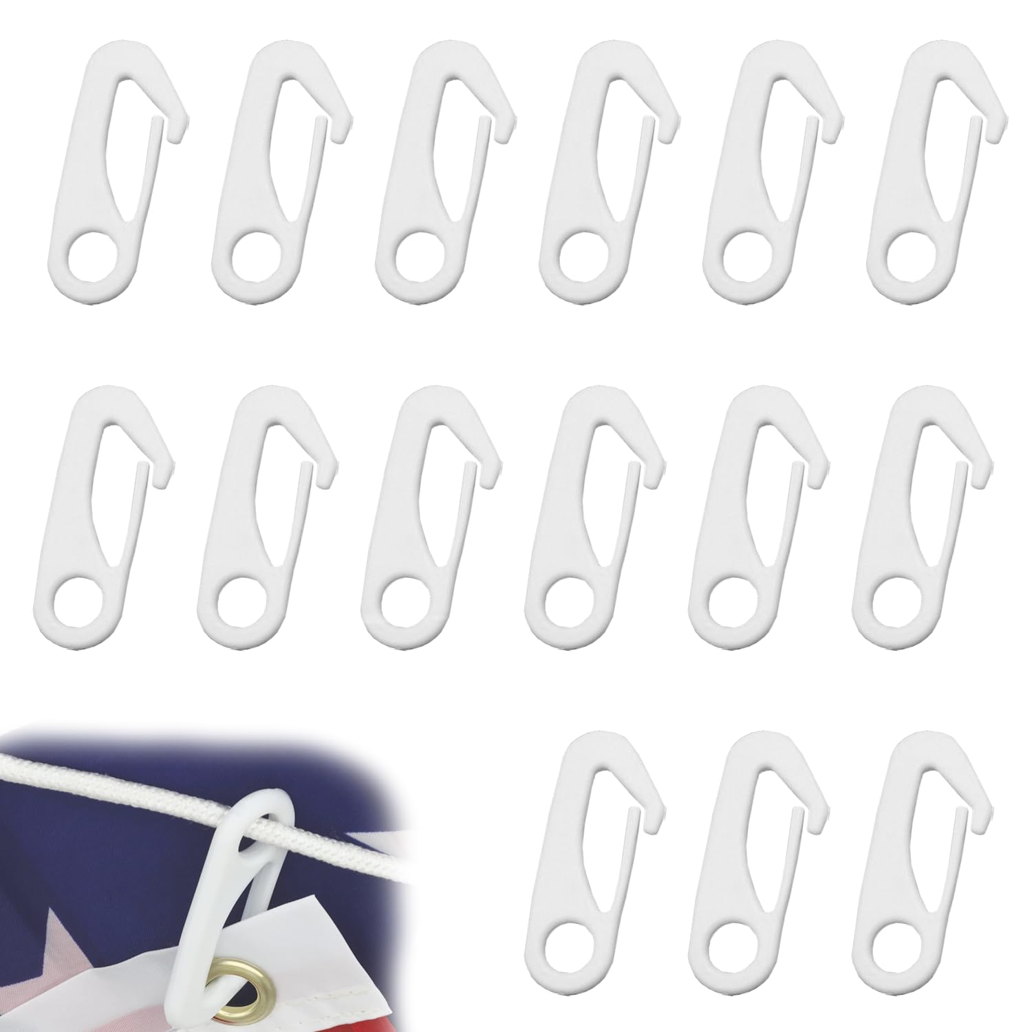 TILONKJ 15 Pcs Flag Pole Clip, Flag Pole Clip Hooks,Wind Flag Pole Snap Hooks Flag Clips,Flag Nylon Rope Accessory Garden Flag Clips Anti Wind Flag Hooks Rings Kit for Connect Fixed Flags and Ropes