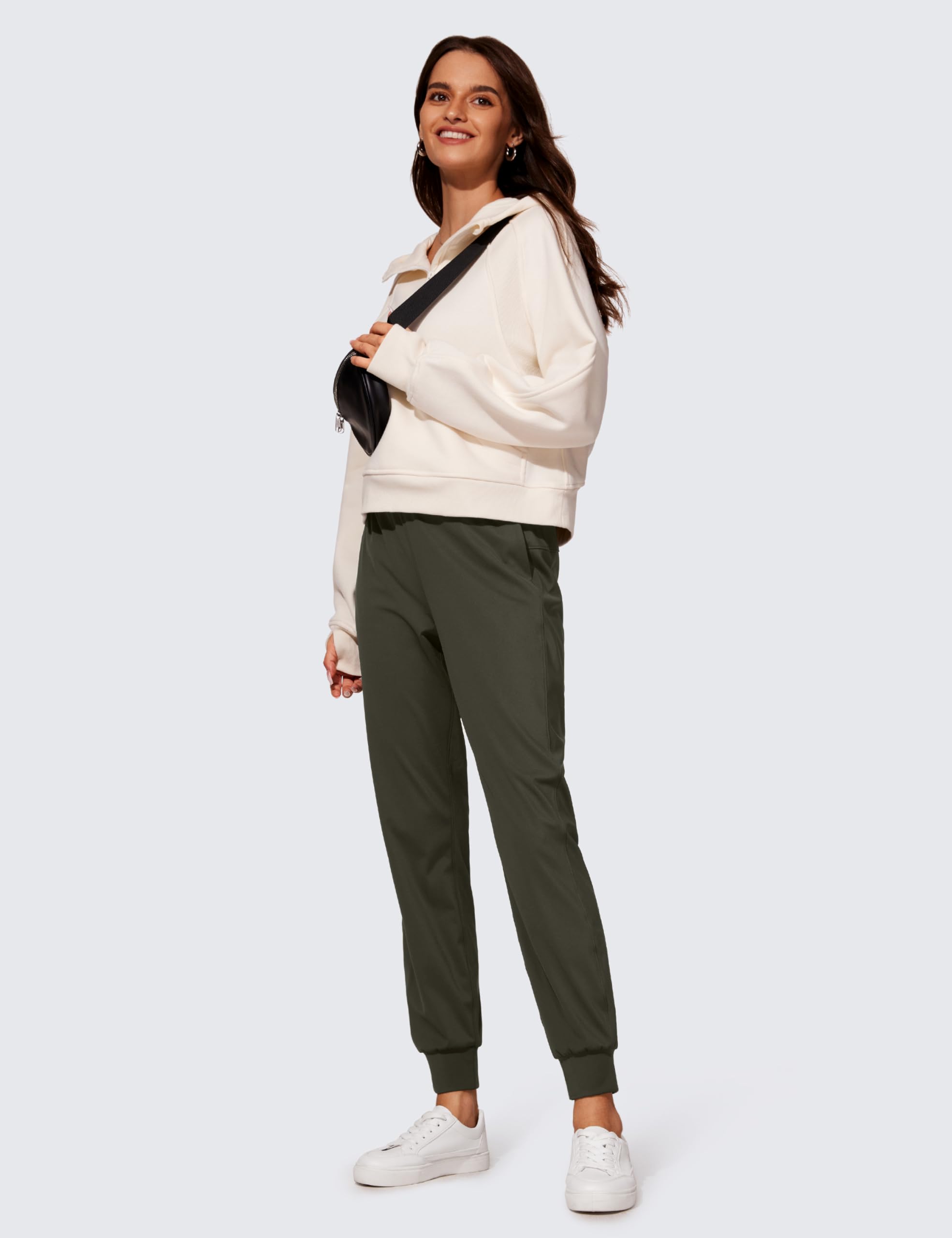 CRZ YOGA Damskie Spodnie Dresowe Ze Stretchem I Sznurkiem Joggers Spodnie Na Co Dzień Z Kieszeniami