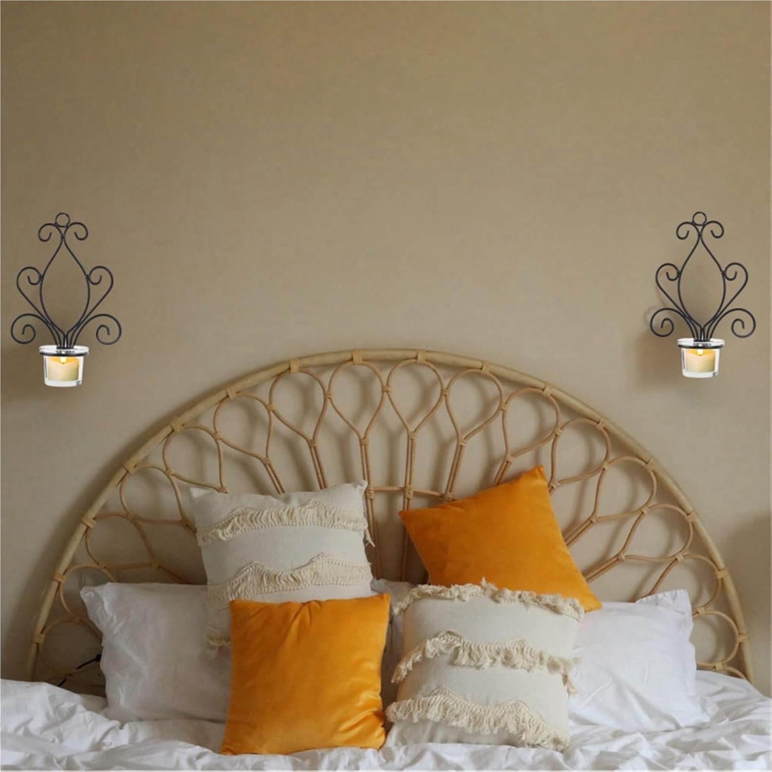 Candle Sconces 2Pcs Wall Hanging Candle Holder Home Candlestick Holders Metal Vintage Candle Sconces for Wedding Decor