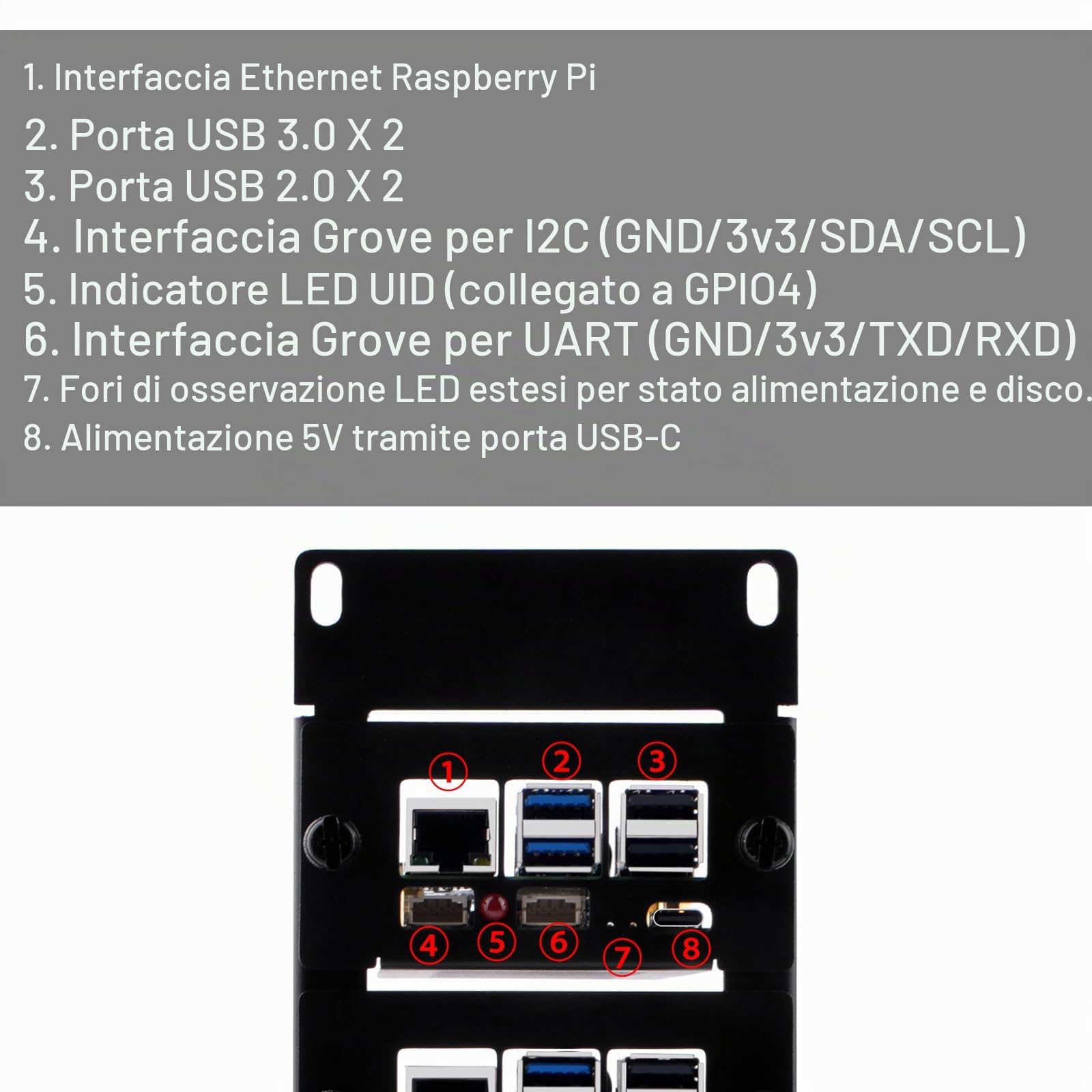 GeeekPi 10 pollici 2U Rackmount for Raspberry Pi 5, with 4PCS PCIe to M.2 NVMe SSD Adapters, Holds up to 4 Raspberry Pi 5 Boards, Compatible with DeskPi RackMate T1/T0/T2/10 inch Server Rack