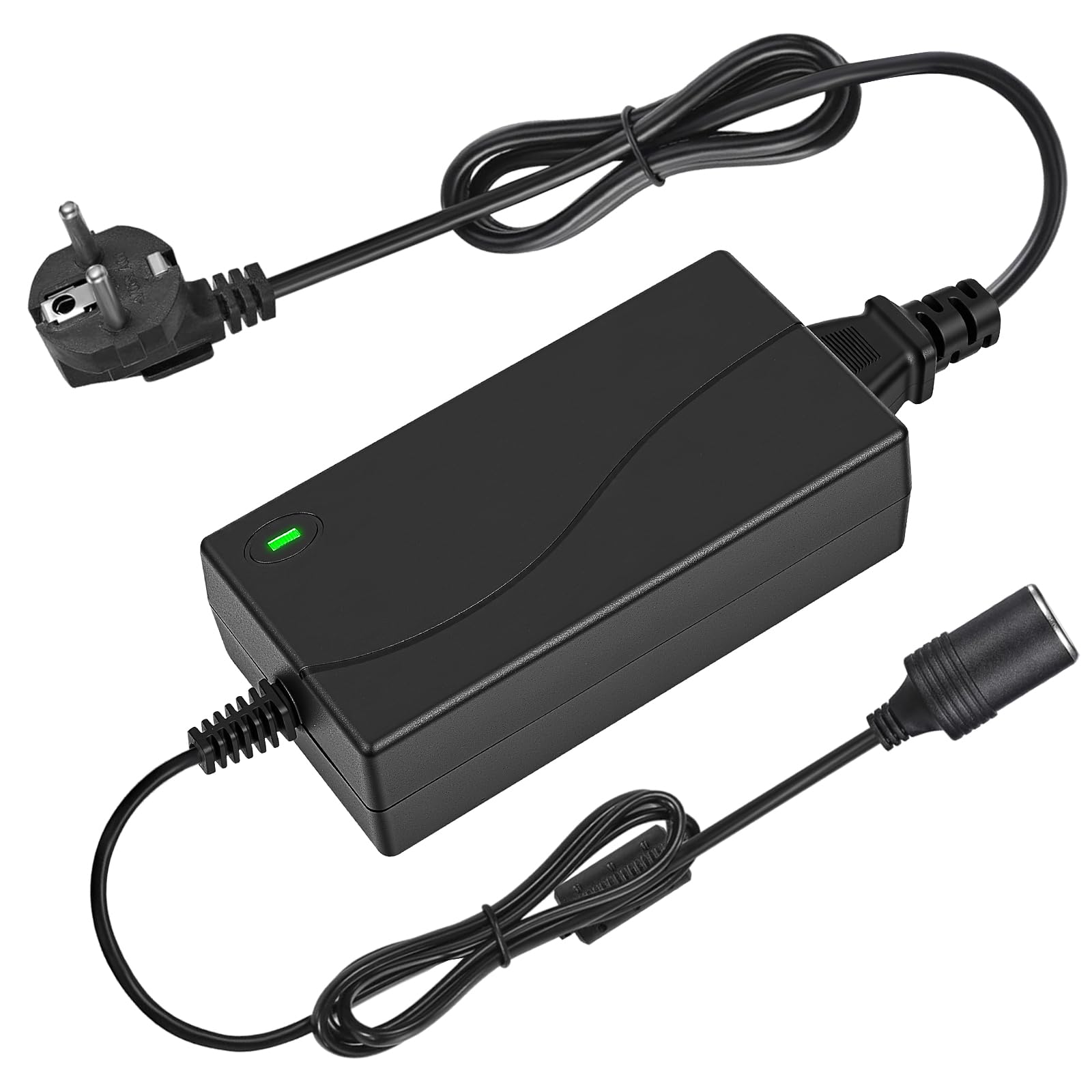 Adaptador Mechero Coche a Enchufe, 5A/60W Transformador 12V a 220, Convertidor 12V 220V, con Encendidor de Cigarrillo de Coche, para Nevera de Coche, Inflador de Neumáticos, Aspiradora de Coch