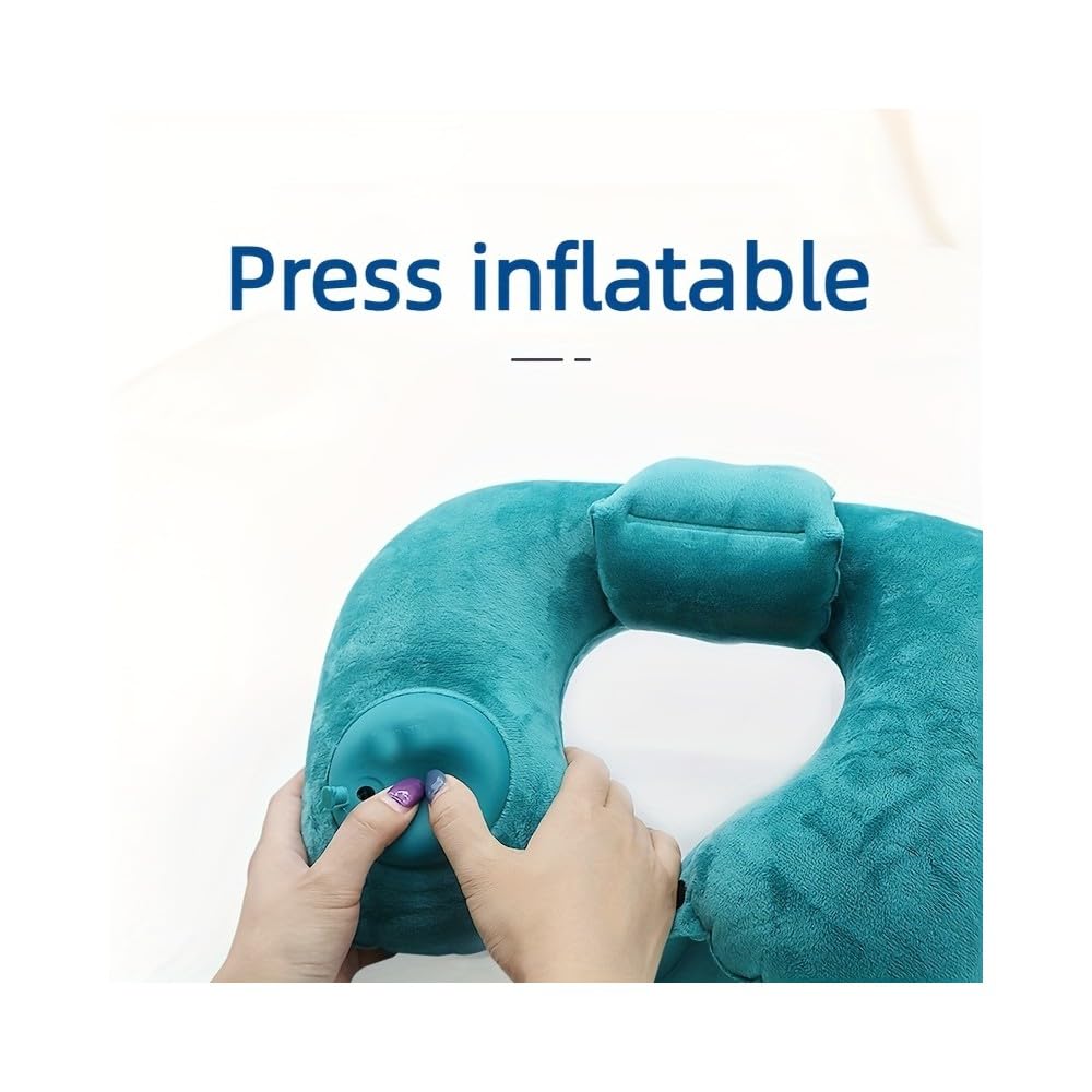 SMFUYT NYSDM 1pc Oreiller de Voyage Gonflable, Oreiller Ultraléger, Oreiller Cervical à Capuchon sur Avion, Oreillers Lavables Portables pour la Sieste au Bureau
