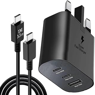 65W Trio Fast Charger Adapter Compatible for Samsung Galaxy S25 Ultra