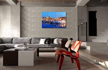 Ｆ10号キャンバス画　油彩　絵画　港風景画　ヨットハ-バ-  美術品　インテリア F10号キャンバス画 油彩 絵画 港風景画 ヨットハ-バ- 美術品