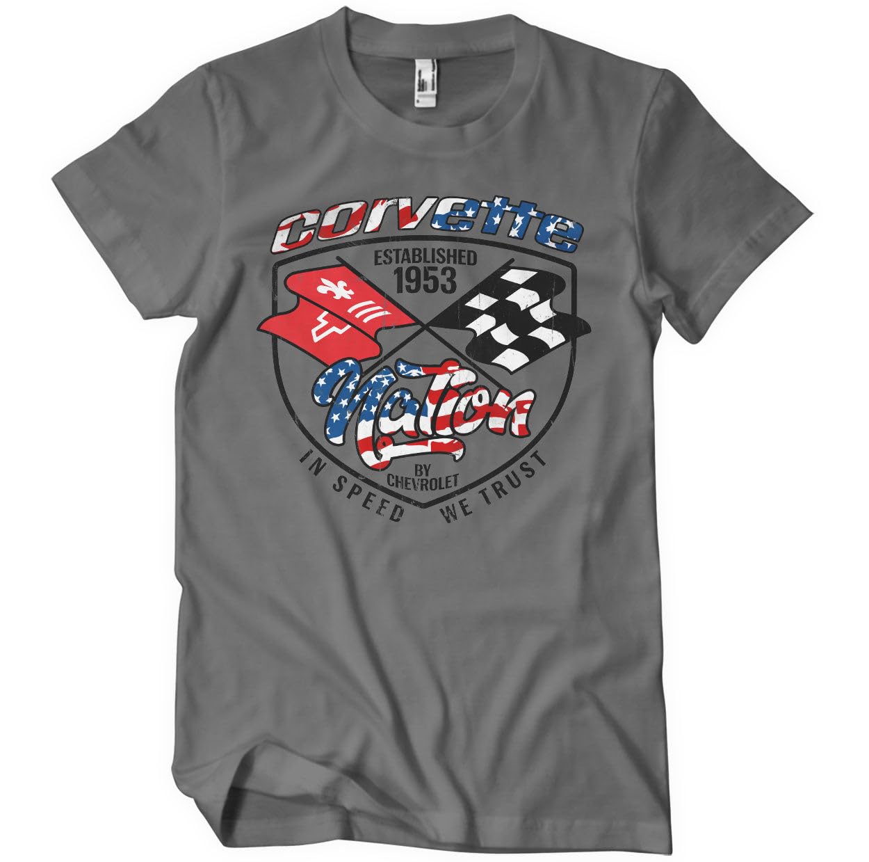 Chevrolet Men's Dark Grey Officially Licensed Corvette Nation T-Shirt (Dark Grey), Medium