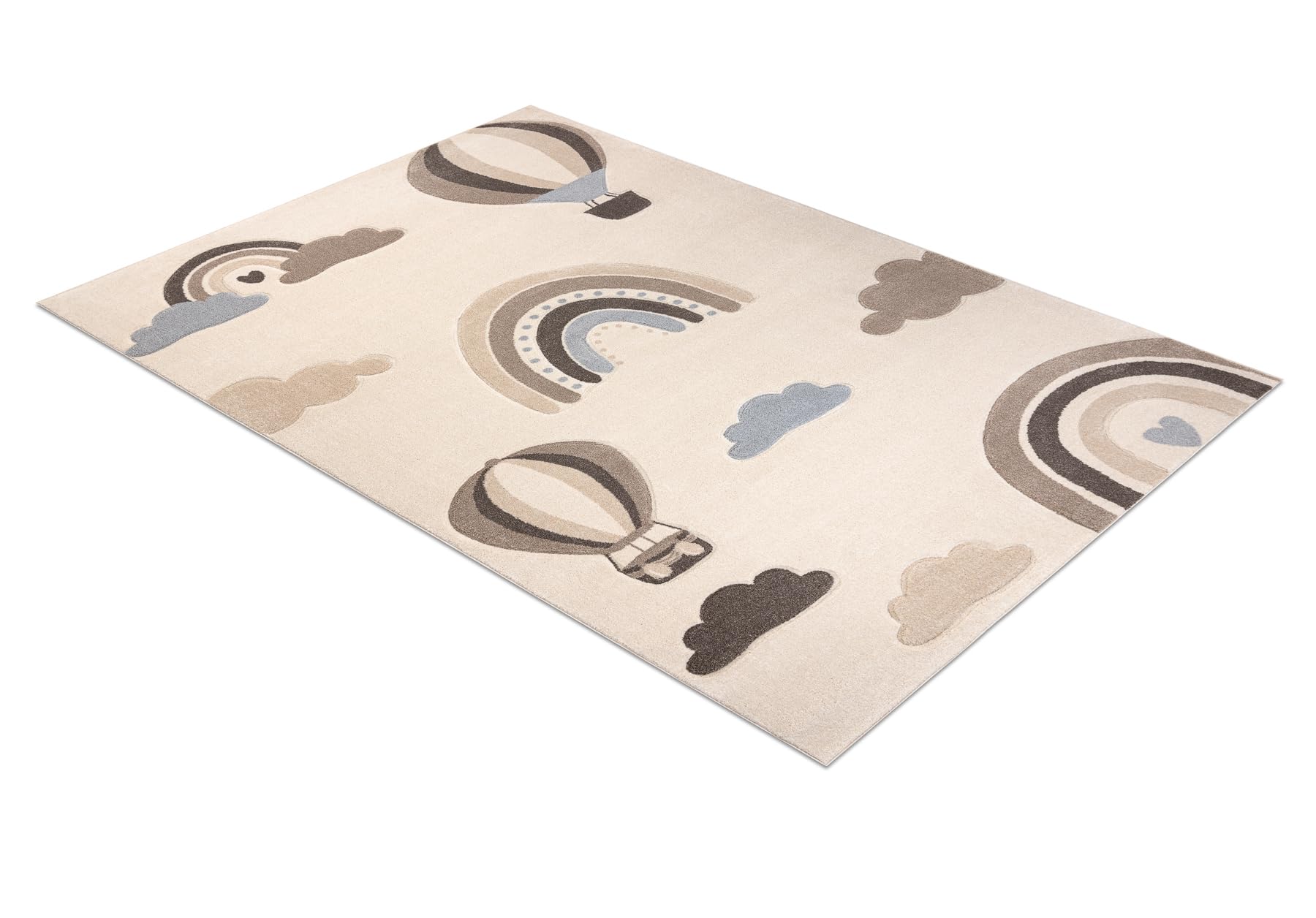 Kiddo Teppich 5644 Creme/beige Regenbogen-Wolkenmotiv 160x220 cm