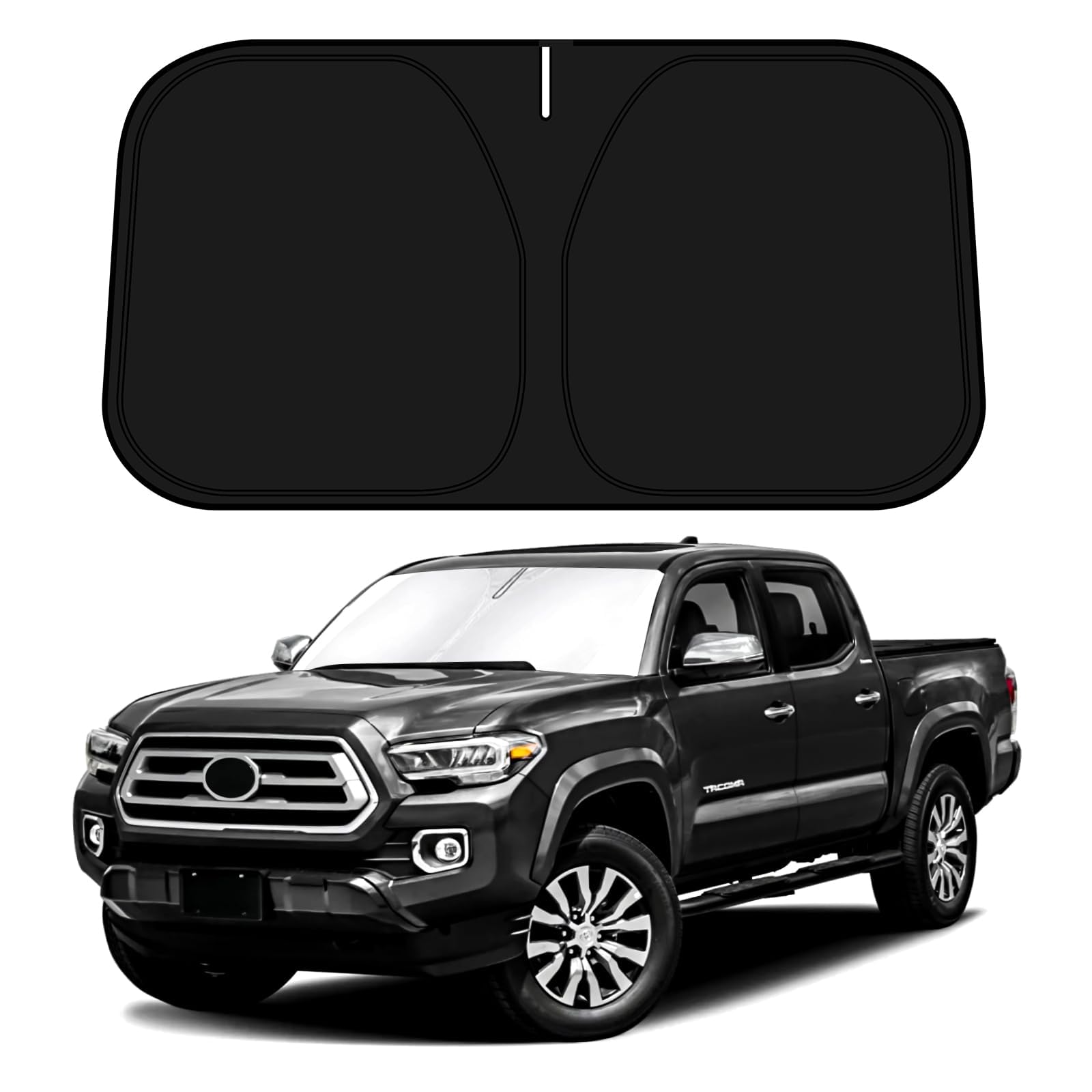 D-Lumina Windshield Sun Shade for 2016-2023 Toyo-ta Tacoma Accessories, Front Window Sunshade Sun Visor Protector Block UV Rays Heat, Foldable 2 Layers 210T Material