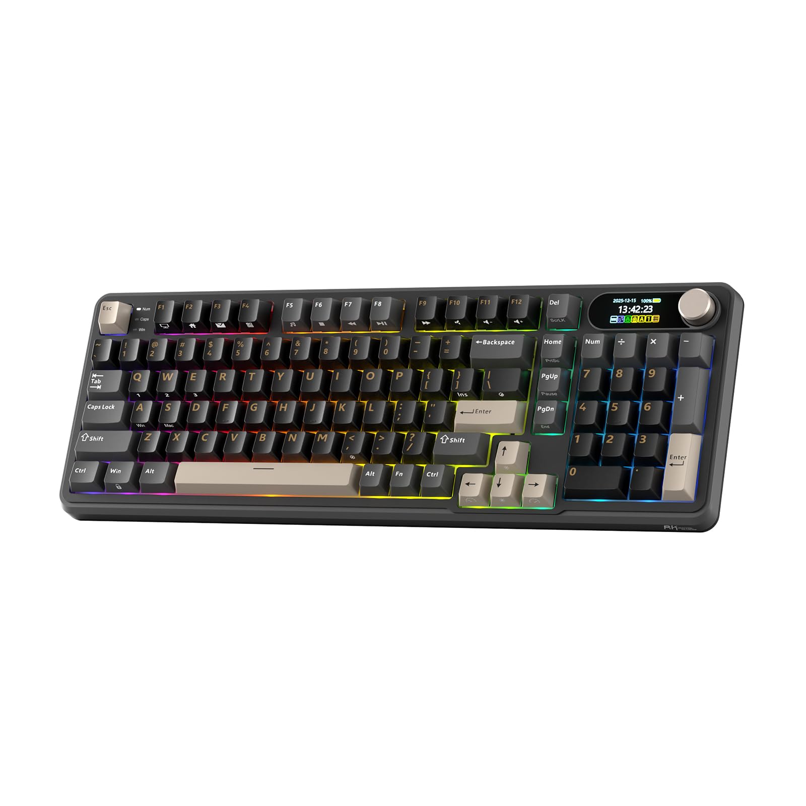 RK ROYAL KLUDGE S98 klawiatura mechaniczna wyświetlaczem Smart Display, konstrukcja typu top-mount, bezprzewodowa klawiatura BT/2,4GHz/USB-C, hot-swap, oprogramowanie, pojemny akumulator, QWERTY