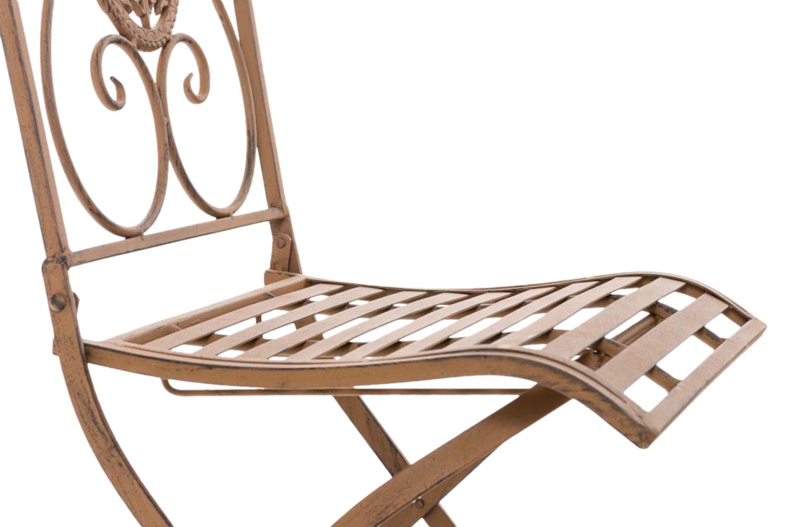 CLP Set De 2 Sillas para Jardín Sibell Plegables I Sillas Metálicas De Terraza Decorativas En Estilo Rústico, Color:Antiguo marrón