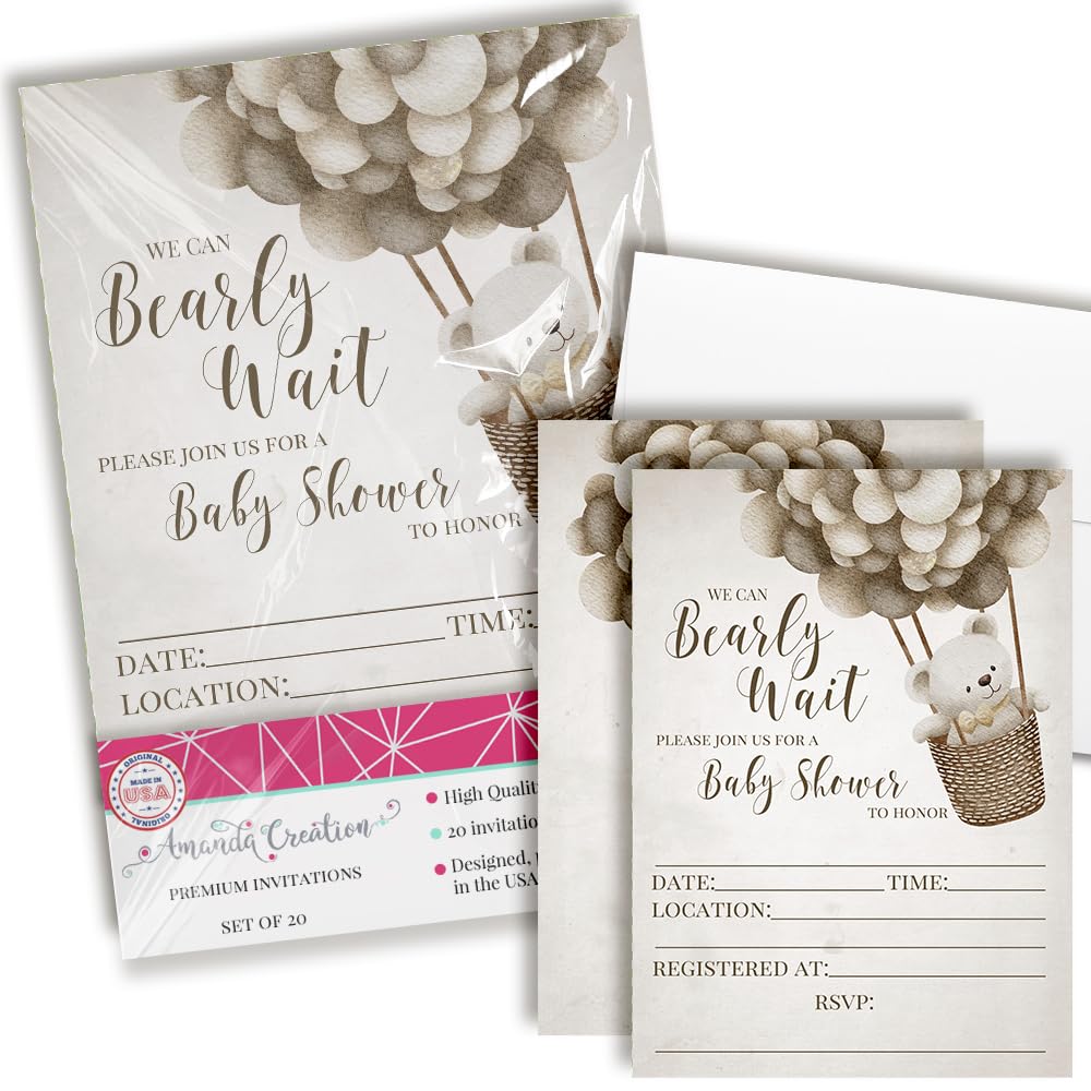AmandaCreation Babyparty Einladungskarten – Apfel-Design, 20 Karten + Umschläge, 12,7 X 17,8 Cm