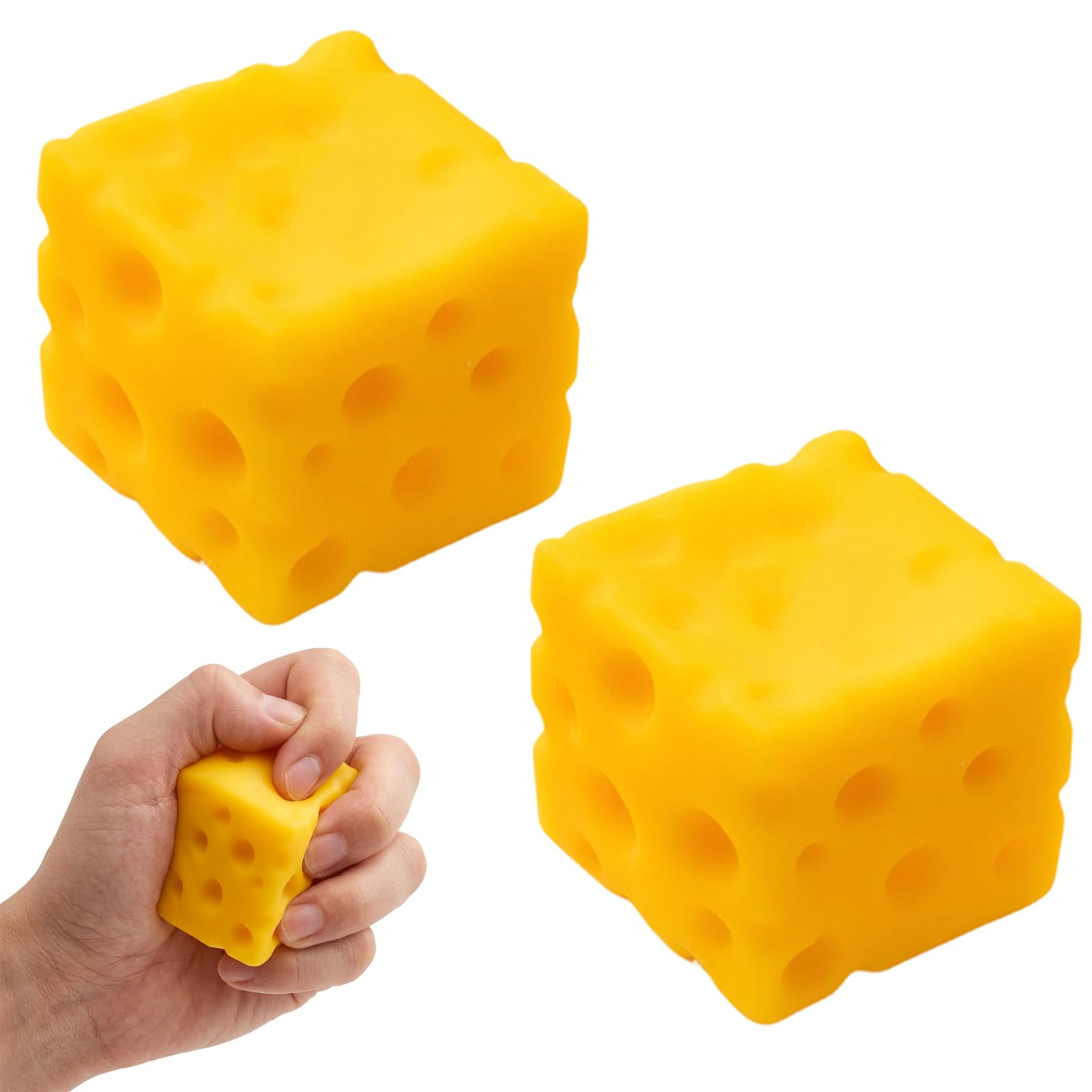 2 Pcs Squishy Cheese Cube, Premium Stress Relief for Adults, Office Desk Anxiety Management Tool, Sensory Fidget Toy with Slow Rebound, Vaseline Cheese Squishy Texture