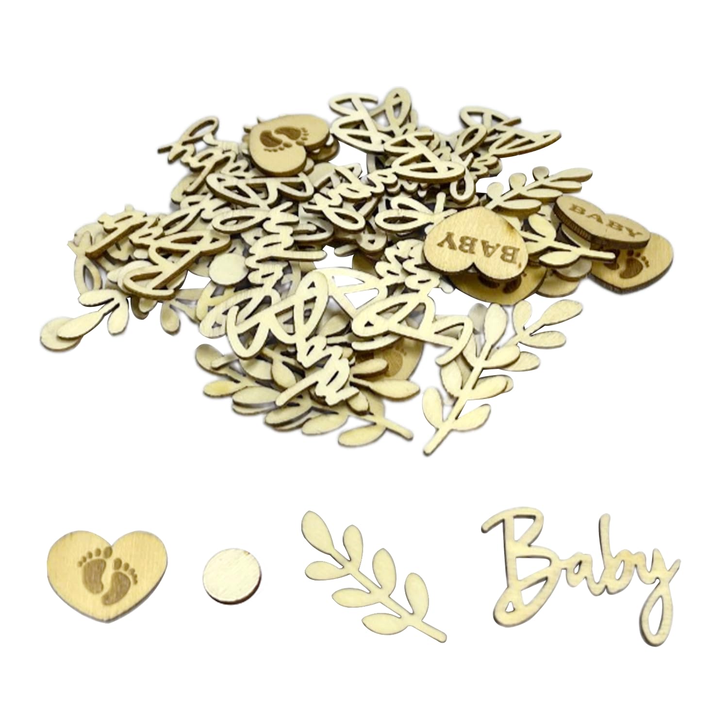 Lot de 70 Décorations pour Fête Prénatale et Baptême - Restes de Bois pour Alphabet et Révélation de Sexe