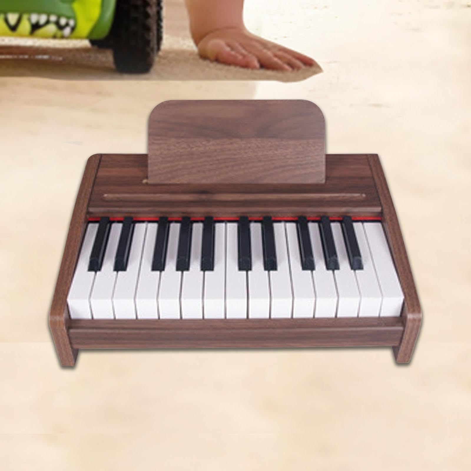 Pianoforte Elettronico Portatile in Legno per Bambini, Alimentato a, Regalo per Neonati, 25 chiaviA