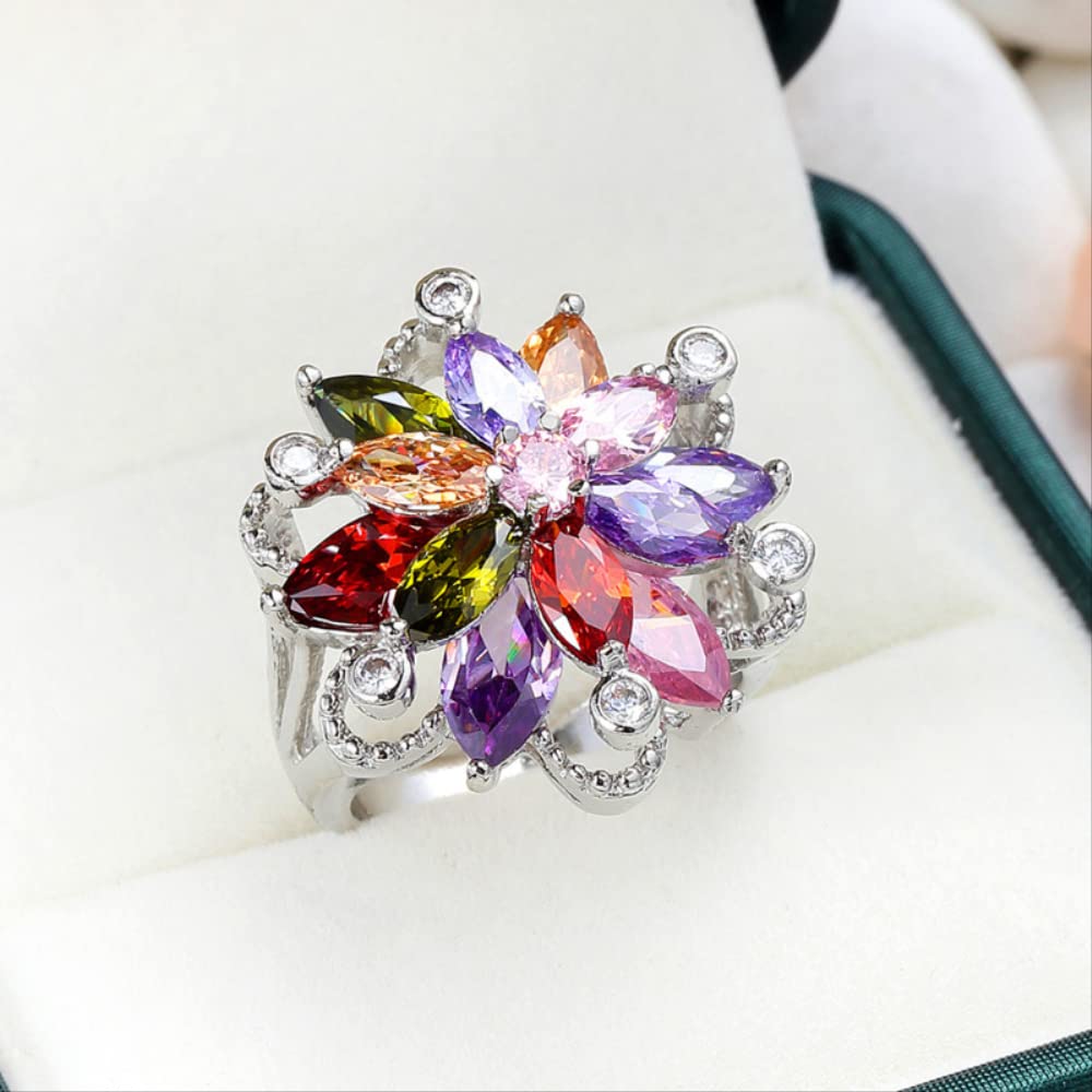 Anelli con Topazio Fiore colorato da Donna Anelli con zircone cubico Promessa Romantica Gioielli da Sposa di Fidanzamento