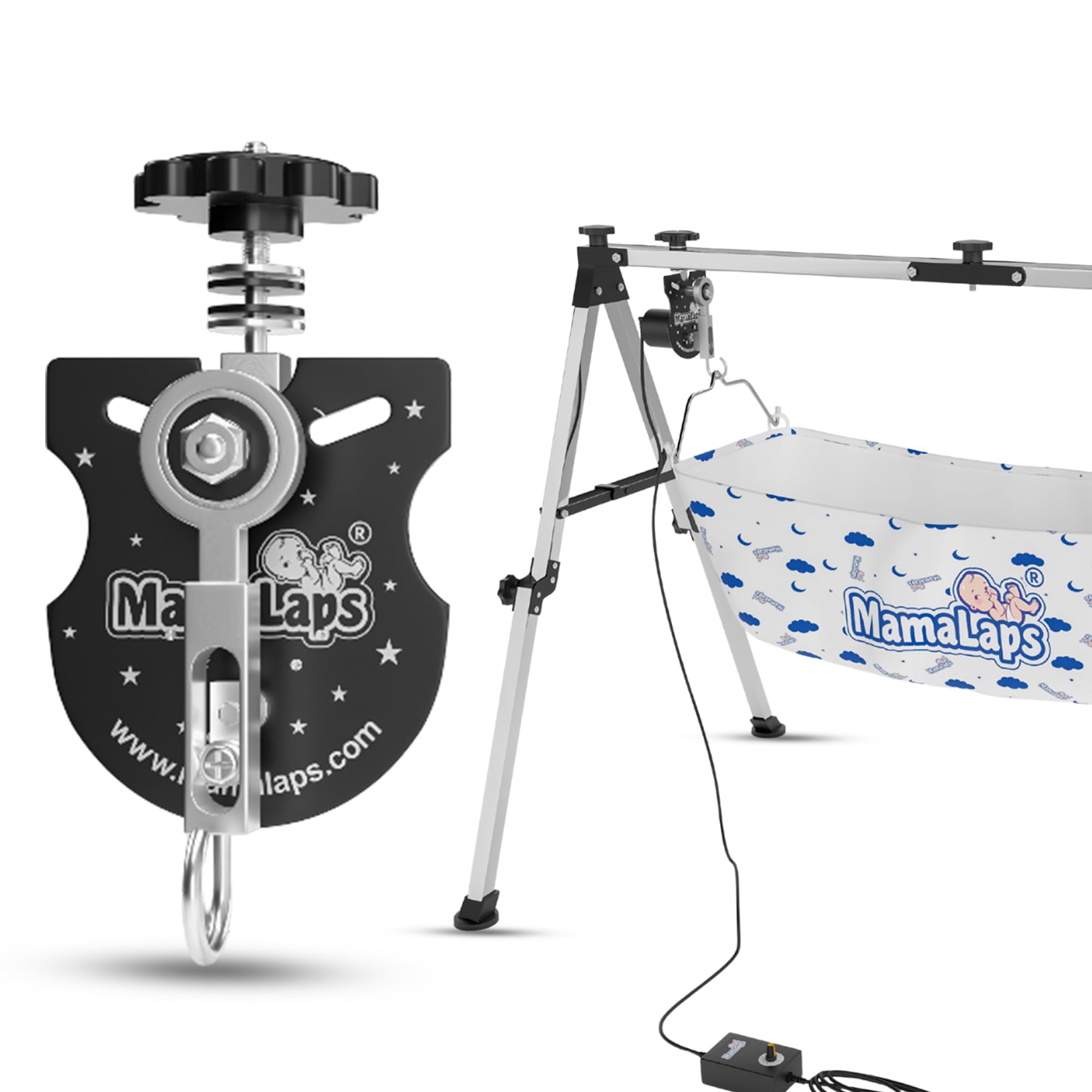 MamaLaps SS Folding Cradle Kit - Automatic Baby Cradle Swing Mechanism (Black) - Steel Auto Ghodiya Kit (Cradle not Included)| Bedside Sleeper Bedside Baby bassinets Crib for Newborn